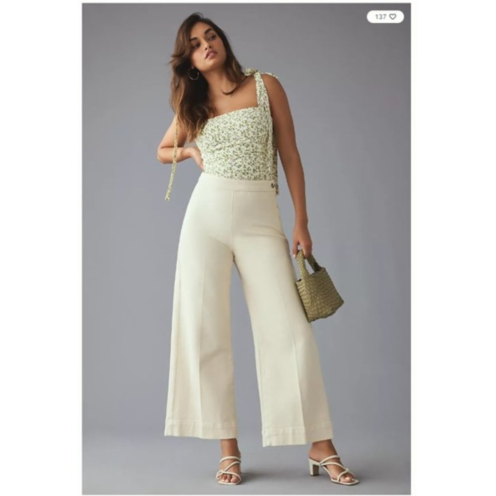 NWT-Anthropologie Pilcro The Skipper Side Zip High-Rise Crop Wide Leg Jeans-34